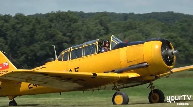 A squadron of Harvard's fly over the Burlington Remembrance Day ceremony as they do every year.