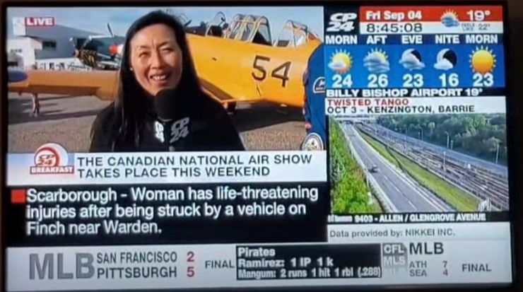 Harvard Aircraft featured on CP24 2026 Labour Day weekend for flying in the Canadian Canadian International Air Show Air Show. Appearance captured by Ank van Megen and streamed as a reel on Facebook.