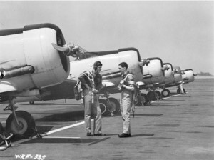 Instructor and student with North American Harvard II aircraft of No.2 Service Flying Training School (S.F.T.S.) (Royal Canadian Airforce Schools and Training Units), R.C.A.F., Uplands, Ontario, Canada. July 1941. LAC Photo 3521068