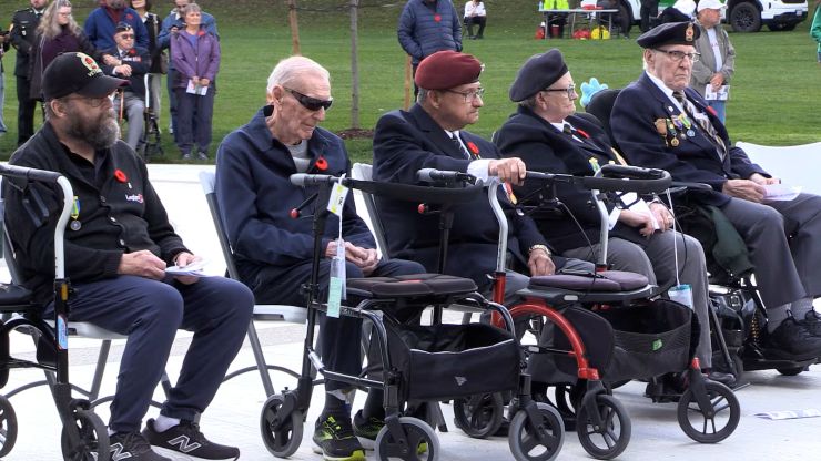 Parkwood Vets at the unveiling ceremony of the Byron Springbank Veterans Monument on Oct. 3, 2026. (Brent Lale/CTV News London)