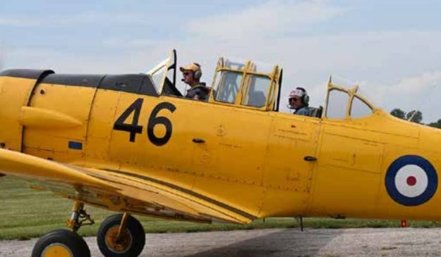 The opportunity to fly in a Harvard is one of the highlights of the Wings and Wheels Fun Day. (Karen Helsdon Photo)