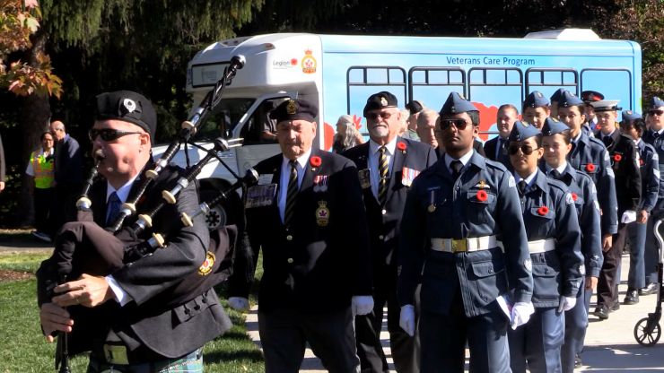 The unveiling ceremony of the Byron Springbank Veterans Monument on Oct. 3, 2026. (Brent Lale/CTV News London)