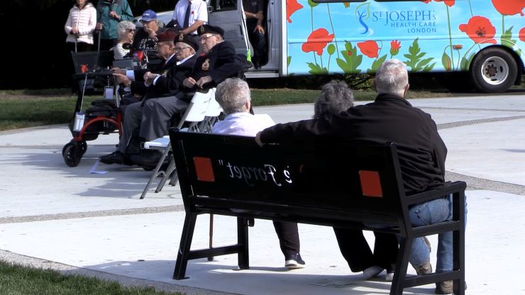 The unveiling ceremony of the Byron Springbank Veterans Monument on Oct. 3, 2026. (Brent Lale/CTV News London)