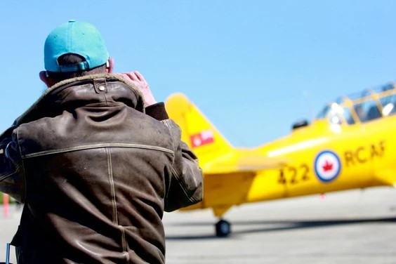 The bright yellow North American Harvards, presented by the Tillsonburg-based Canadian Harvard Aircraft Association, were a hit at the Stratford Airport Family Pancake Breakfast. 