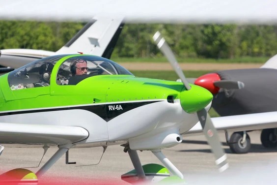 A plane taxis on the runway at the Stratford airport on Sunday.