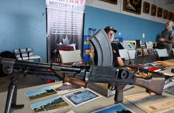 A Second World War Bren gun dominated the table from the Tillsonburg Military History Club. Volunteer Randy Wallis was on hand to answer questions. (JEFF HELSDON PHOTO)
